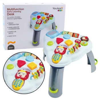 LEAN TOYS Interaktyvus edukacinis stalas su trikampiu telefonu, šviesomis ir garsais