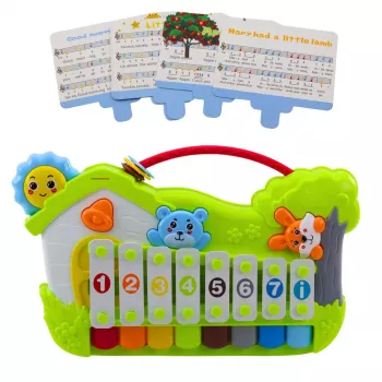 LEAN TOYS Musical Piano Forest Xylophone su natų kortelėmis (5 vnt.)