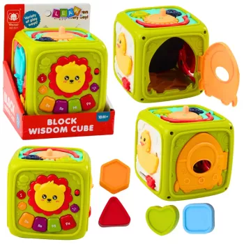 LEAN TOYS interaktyvus lavinamasis kubas kūdikiams Liūtas Žalias