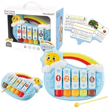 LEAN TOYS Penkių tonų edukacinis pianinas mažyliams Blue Sun