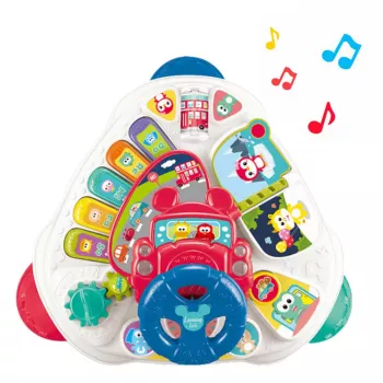 LEAN TOYS interaktyvus lavinamasis stalas su vairu, trikampis, spalvotas