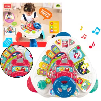 LEAN TOYS interaktyvus lavinamasis stalas su vairu, trikampis, spalvotas
