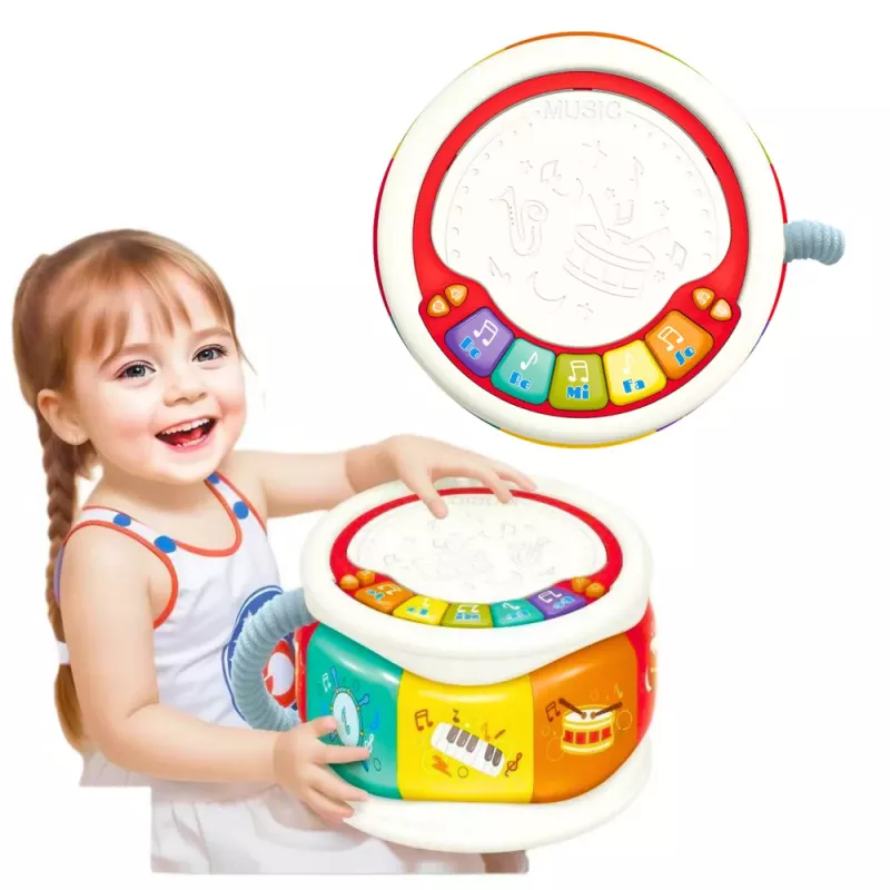 LEAN TOYS Didelis interaktyvus mokomasis būgnas mažyliams, spalvingas