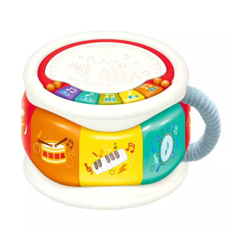 LEAN TOYS Didelis interaktyvus mokomasis būgnas mažyliams, spalvingas