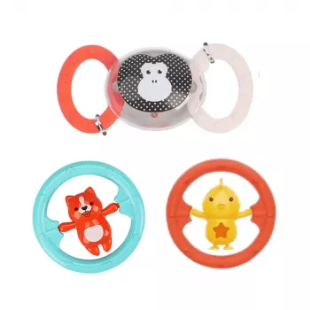 LEAN TOYS Set of 6 Baby Rattle Teethers Animals