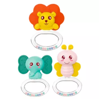 LEAN TOYS Kūdikių dantukų dygimo žaislų rinkinys 3 vnt. Gyvūnėliai