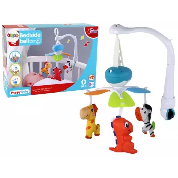 LEAN TOYS Muzikinis mobilėlis lovytei su universaliu spaustuku ir pakabukais, mėlynas