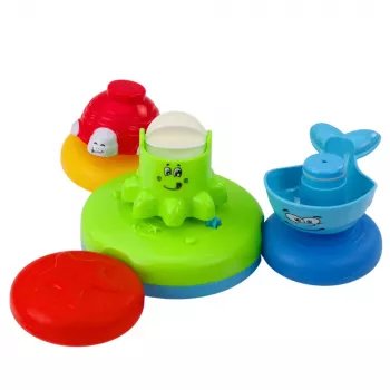 LEAN TOYS Interaktyvus vonios žaislų rinkinys „Fontano gyvūnų puodeliai“