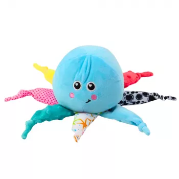 LEAN TOYS Minkštas aštuonkojis miegui su šviesa ir garsu, mėlynas