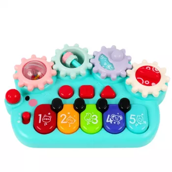 LEAN TOYS Interaktyvus pianinas vaikams su krumpliaračiais Gears Blue