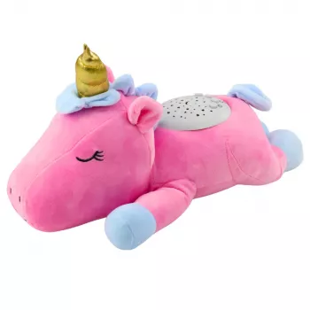 LEAN TOYS Plush Unicorn Sleeping Cuddly Toy Projector Sound Noise Pink