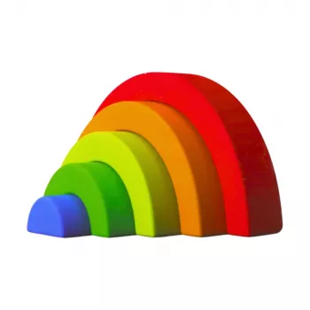 LEAN TOYS Rainbow Puzzle for Toddlers Spalvoti guminiai blokeliai 5 vnt.