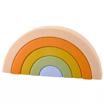 LEAN TOYS Rainbow Puzzle for Toddlers Pastel Rubber Blocks 5 vnt.