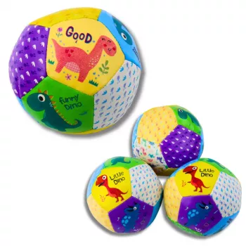 LEAN TOYS Minkštų kamuoliukų rinkinys su dinozaurais Spalvotas 9cm 3vnt