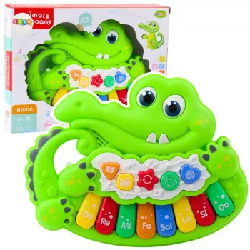 LEAN TOYS Interaktyvus kūdikių pianinas su šviesomis, garsais ir gyvūnų garsais – žalias