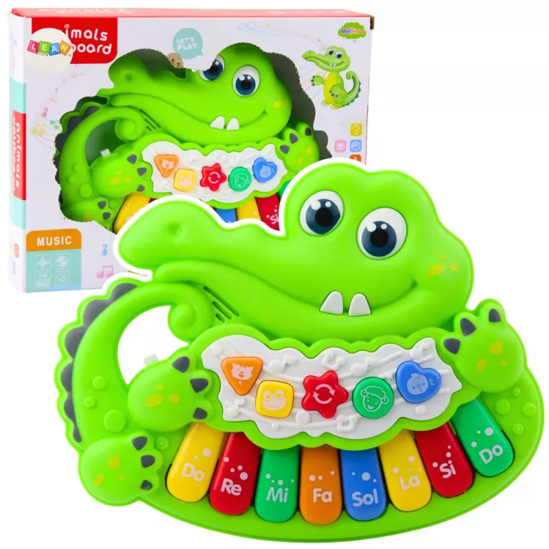 LEAN TOYS Interaktyvus kūdikių pianinas su šviesomis, garsais ir gyvūnų garsais – žalias