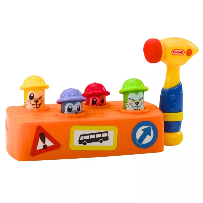 LEAN TOYS Interaktyvus žaislas Spalvingas plaktukas su kiaunytėmis „Hamsters Road Works“