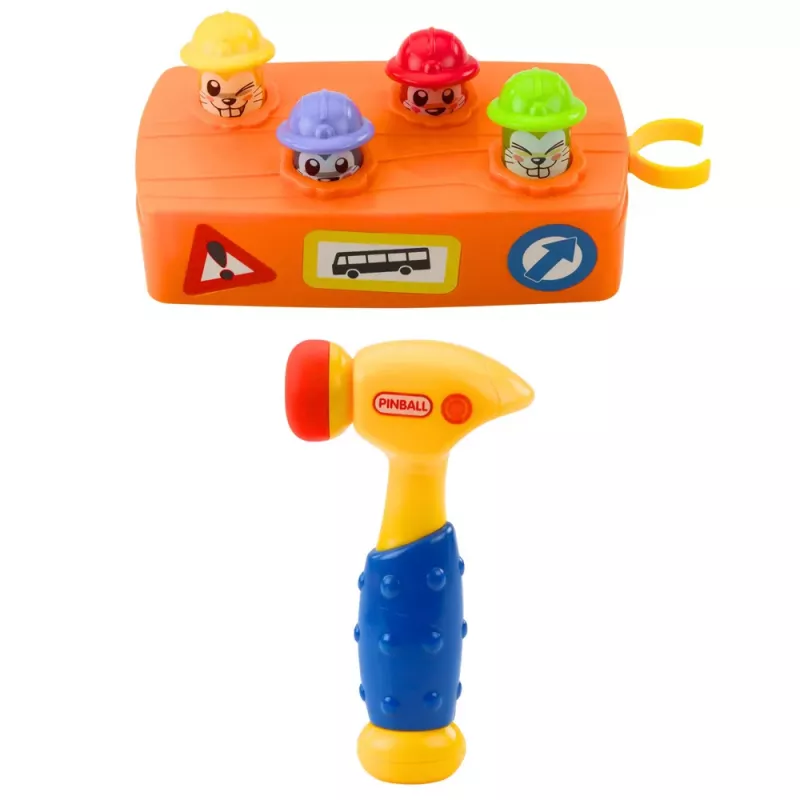 LEAN TOYS Interaktyvus žaislas Spalvingas plaktukas su kiaunytėmis „Hamsters Road Works“