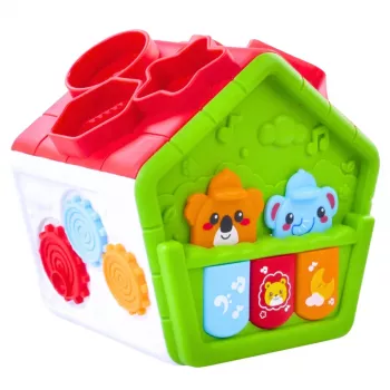 LEAN TOYS Interaktyvus edukacinis rūšiavimo namelis mažyliams žalias