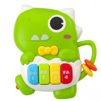 LEAN TOYS Mini pianinas vaikams Dinozauras Žalias Šviesos ir garsai