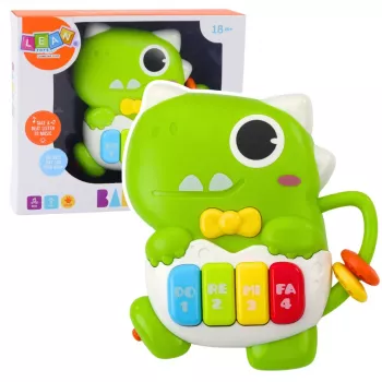 LEAN TOYS Mini pianinas vaikams Dinozauras Žalias Šviesos ir garsai