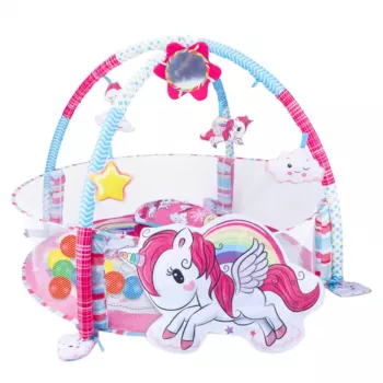 LEAN TOYS Baby Play Mat Ball Pool 3in1 Unicorn Pink