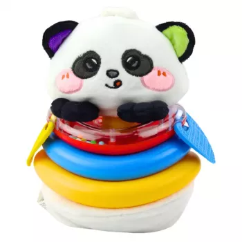 LEAN TOYS Sensorinis žaislas Tumbler Panda Pyramid Rocking Teethers Rattle