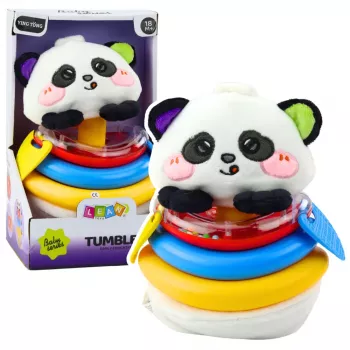 LEAN TOYS Sensorinis žaislas Tumbler Panda Pyramid Rocking Teethers Rattle