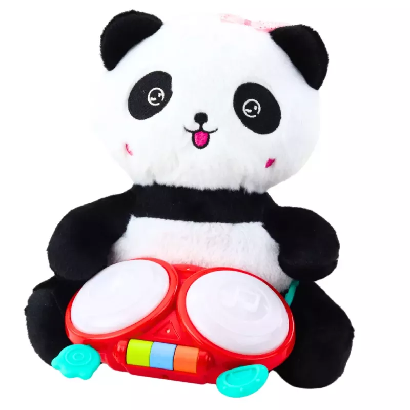 LEAN TOYS Plush Panda With Drums Mascot Cuddly Toy Lights Sounds