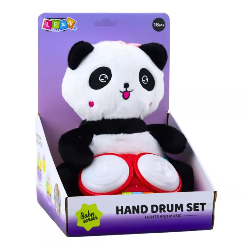 LEAN TOYS Plush Panda With Drums Mascot Cuddly Toy Lights Sounds