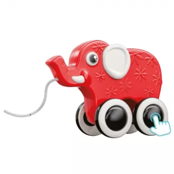 LEAN TOYS Elephant Pull Toy On A String Squeaker Eco Red