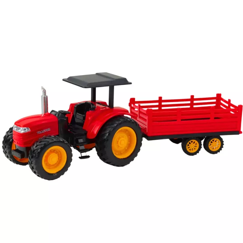 LEAN TOYS RC valdomas ūkinis traktorius su priekaba Raudonas