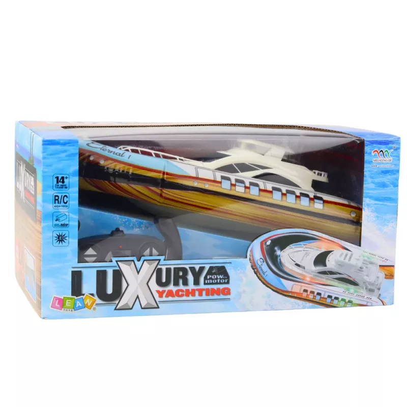 Pripučiama radijo bangomis valdoma jachta LEAN TOYS Luxury Yacht Boat su LED apšvietimu