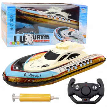 Pripučiama radijo bangomis valdoma jachta LEAN TOYS Luxury Yacht Boat su LED apšvietimu