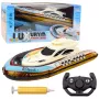 Pripučiama radijo bangomis valdoma jachta LEAN TOYS Luxury Yacht Boat su LED apšvietimu