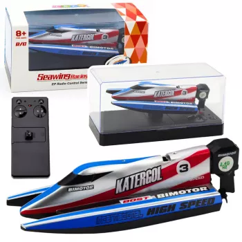 LEAN TOYS RC Motorboat Blue-Silver 14cm – nuotolinio valdymo motorinė valtis