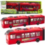 LEAN TOYS Artikuliuotas autobusas su atsidarančiomis durimis, šviesomis ir garsais – raudonas 1:16