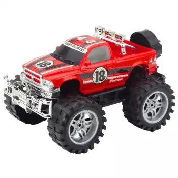 LEAN TOYS Galiniais ratais varomas visureigis su dideliais ratais, raudonas 27cm