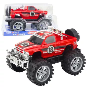 LEAN TOYS Galiniais ratais varomas visureigis su dideliais ratais, raudonas 27cm