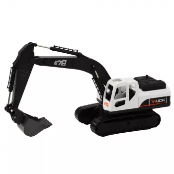 LEAN TOYS Crawler Excavator Metal Bucket Movable Joints 360° Rotation White