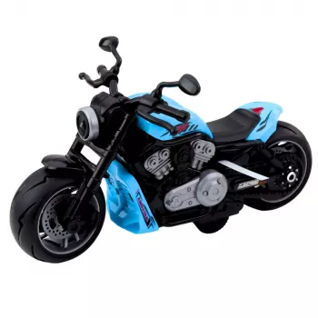 LEAN TOYS elektrinis motociklas su variklio garsais, LED šviesomis ir garsais, mėlynas