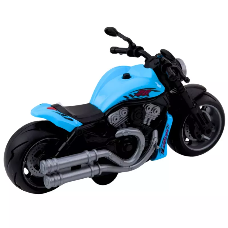 LEAN TOYS elektrinis motociklas su variklio garsais, LED šviesomis ir garsais, mėlynas