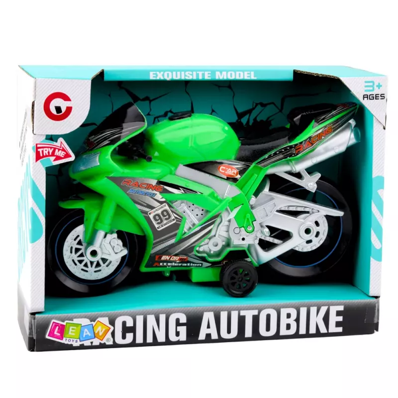 LEAN TOYS Racing Bike Racer Drive Lights Sounds Green
