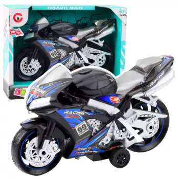 LEAN TOYS Racing Bike Racer Drive Lights Sounds Black Blue