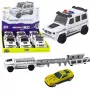LEAN TOYS Policijos visureigis su inercine pavara, atidaromu bagažinės dangčiu, baltas