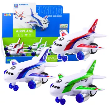 LEAN TOYS Battery Operated Passenger Plane su šviesomis, garsais ir automatiniu vairavimu