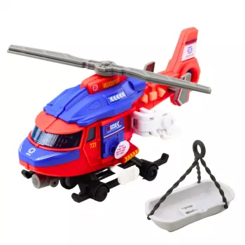 LEAN TOYS Gelbėjimo sraigtasparnis su neštuvais, kabliu, gerve, važiavimu, šviesomis, garsais, mišinys