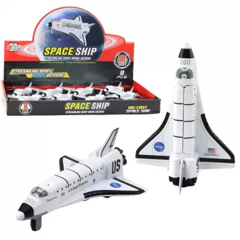 LEAN TOYS Spaceship Metal Pull-Back Drive White Markings