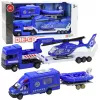 LEAN TOYS Policijos gelbėjimo automobilis, valtis, sunkvežimis, sraigtasparnis mėlynas rinkinys