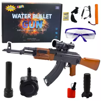 LEAN TOYS AK Riflė vandens rutuliukams su taikikliu ir akiniais 96cm